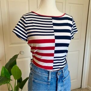 Chaps navy and red baby tee